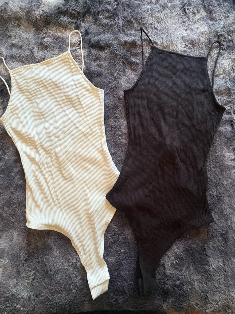 H&M Ribbed White and Black Spaghetti Strap Bodysuits Bundle